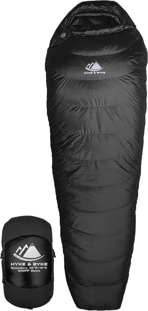 Hyke  Byke Quandary -10 Degree Down Sleeping Bag for Hiking and Camping - Winter Sleeping Bag - Lightweight Sleeping Bag - Small Pack Size with Compression Bag and in 5 Colour Options