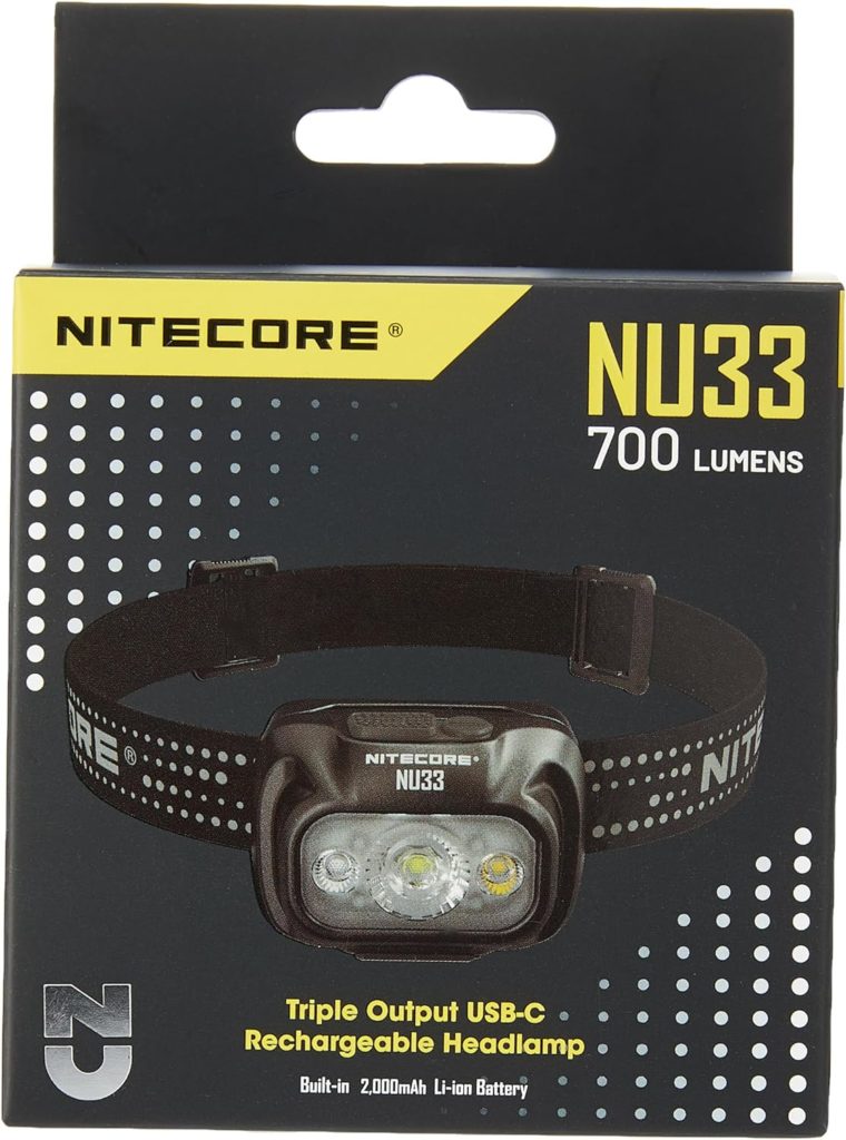 Nitecore Headlamp NU33, USB-C Rechargeable LED Headlamp, 700 Lumens, 135 m Beam Range, Red Light for Night Vision           [Energy Class A++]