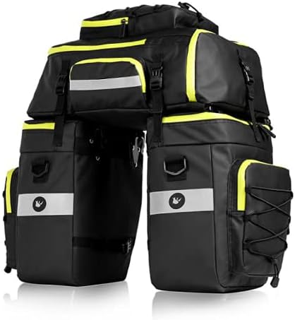 Loyzey 3-in-1 Multifunction Bicycle Bag for Pannier Rack, 75L Bicycle Pannier Rack Bag, Backpack and Shoulder Bag, with Rain Cover