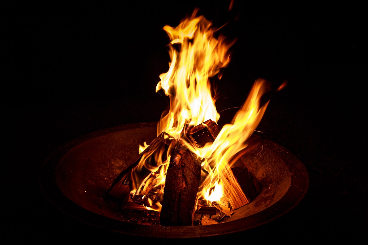 fire, fire pit, firewood