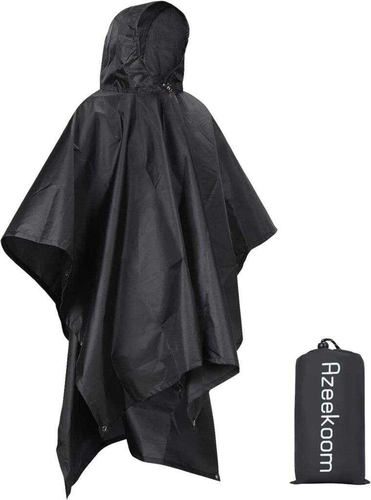 Azeekoom Rain Jacket Rain Poncho, Raincoat Waterproof Unisex Camping Tent Camping Blanket 3 in 1 Multifunctional Rain Cape for Picnic Outdoor Trekking Camping Fishing Hunting Trips