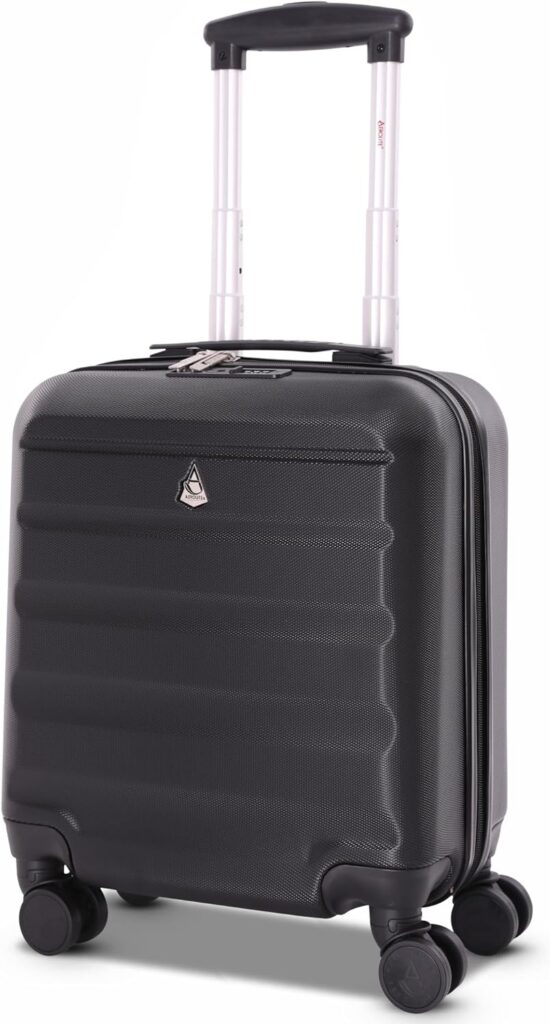 Aerolite 45 x 36 x 20 easyJet Maximum Size Suitcase to Avoid Easyjet Excess Carry-on Fee Hard Shell Carry-on Luggage Underseat Flight Bag with 4 Wheels, black, cabin bag