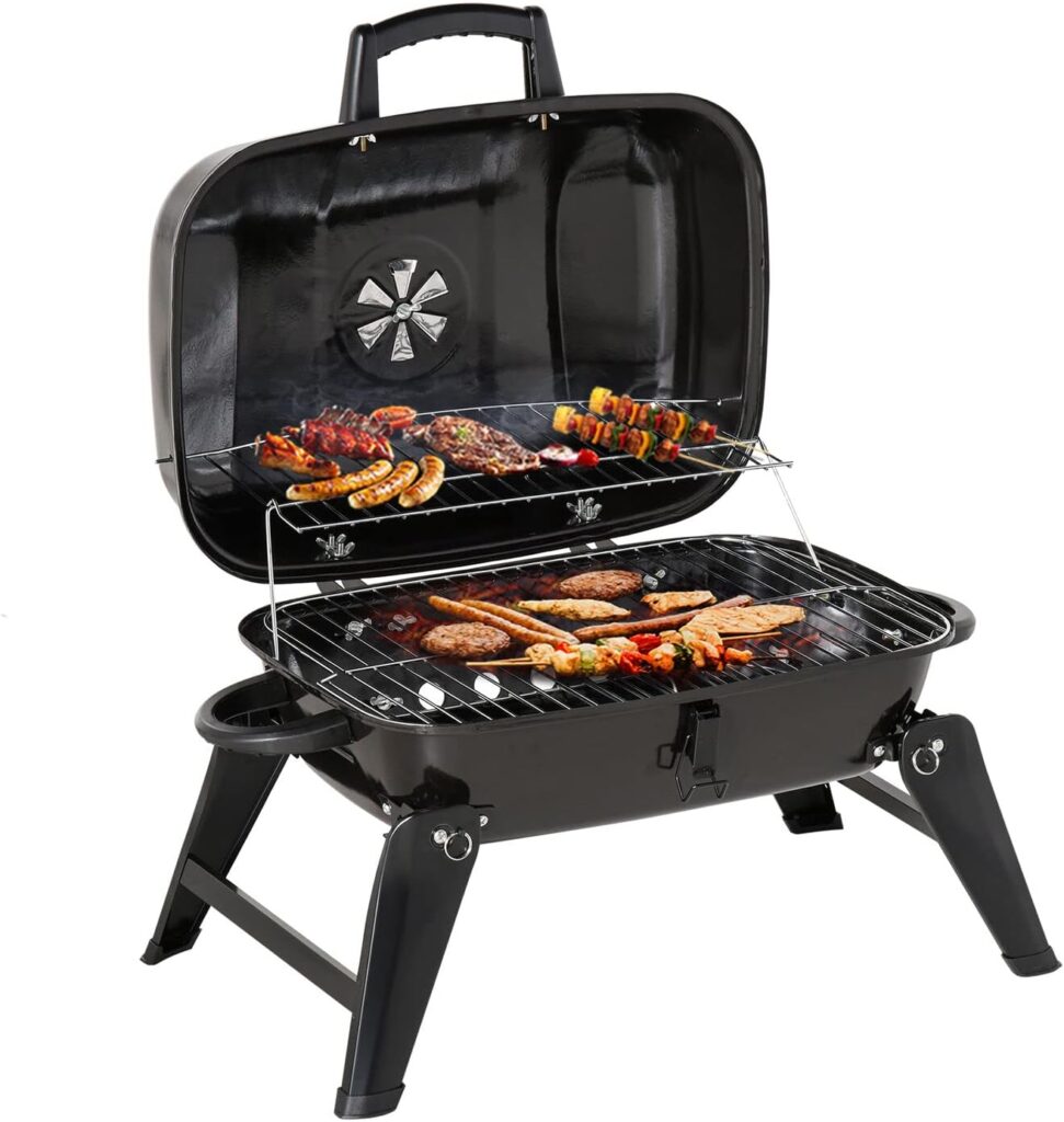 Premium Holzkohlegrills Grill BBQ Portable, Tischgrill Campinggrill Picknickgrill, Abnehmbare BBQ Grills Klappgrill Minigrill für Outdoor Terrasse Camping