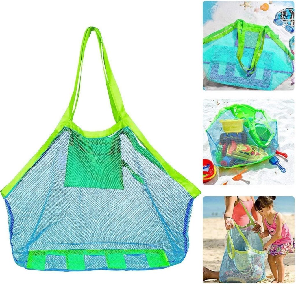 Coolgoeu Beach Bag, XXL Size for Sand Toys, Water Toys, for Kids, Storage Bag, Play bag, Beach Bag, Foldable, for Family Holiday, xxl