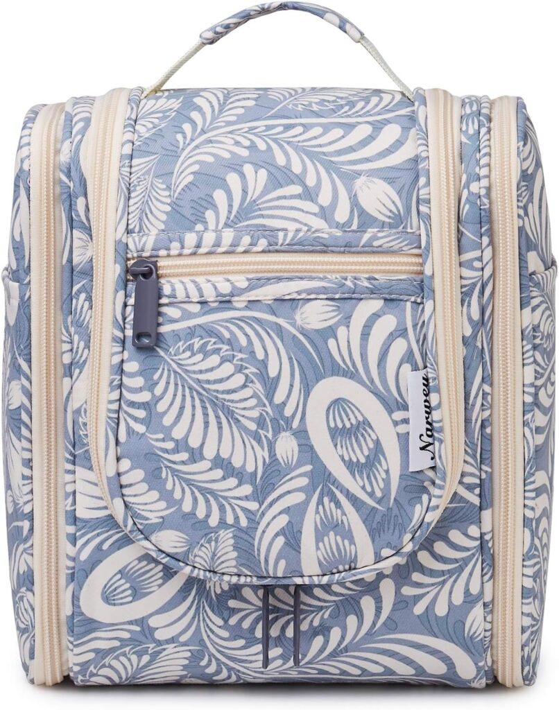 Travel toiletry bag for hanging. Blue