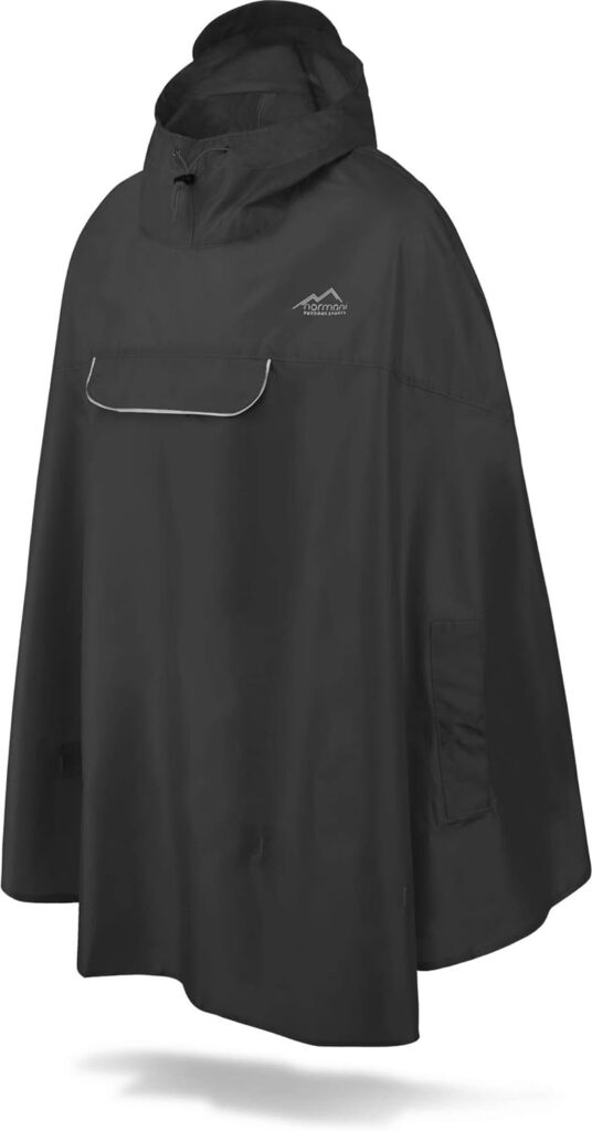 normani Unisex Regenponcho - Wind und Wasserdicht mit Bauchtasche, 3M Refelktoren und seitlichen Eingriffen