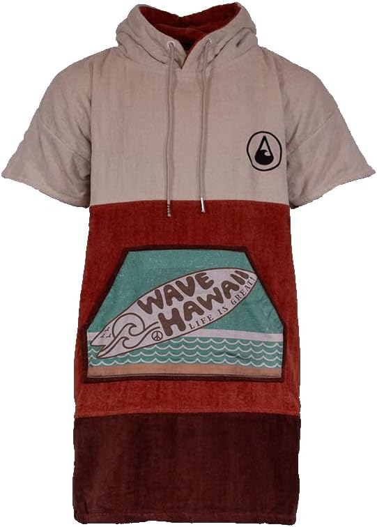 WAVE HAWAII Campeche Surfponcho für Körpergrößen von 155-185cm Poncho 100% ÖKO Baumwolle Umkleidehilfe für Schwimmen Strand Surfen Badetuch Badeponcho Duschponcho für Damen Herren Erwachsene