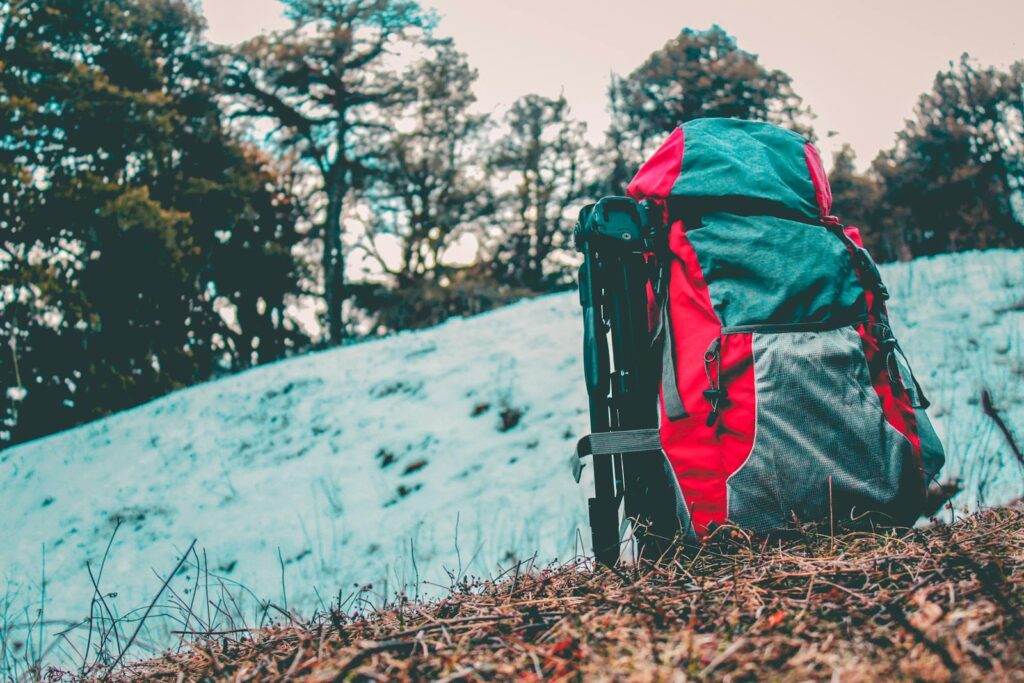 Gray and Red Hiking Backpack