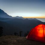 camping, travel, sunrise