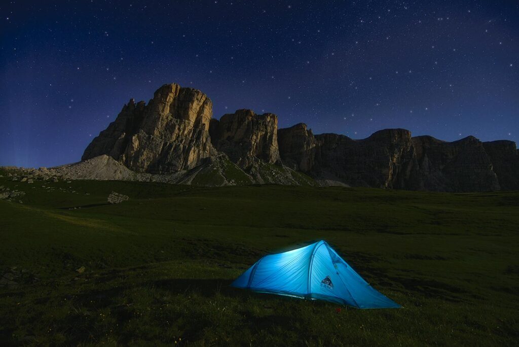 Blue Dome Tent Near Mountain