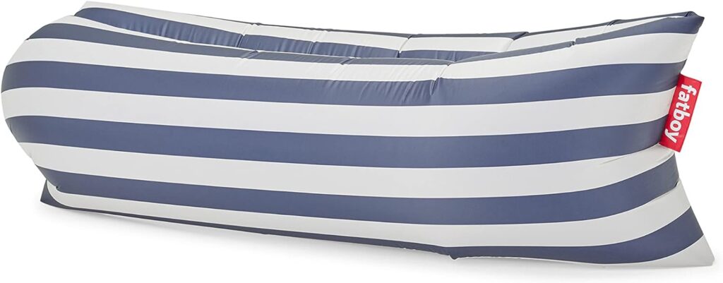 Fatboy Lamzac The Original Version 3.0 Inflatable Lounger with Carry Bag, Polyester, Stripe Ocean Blue, One Size