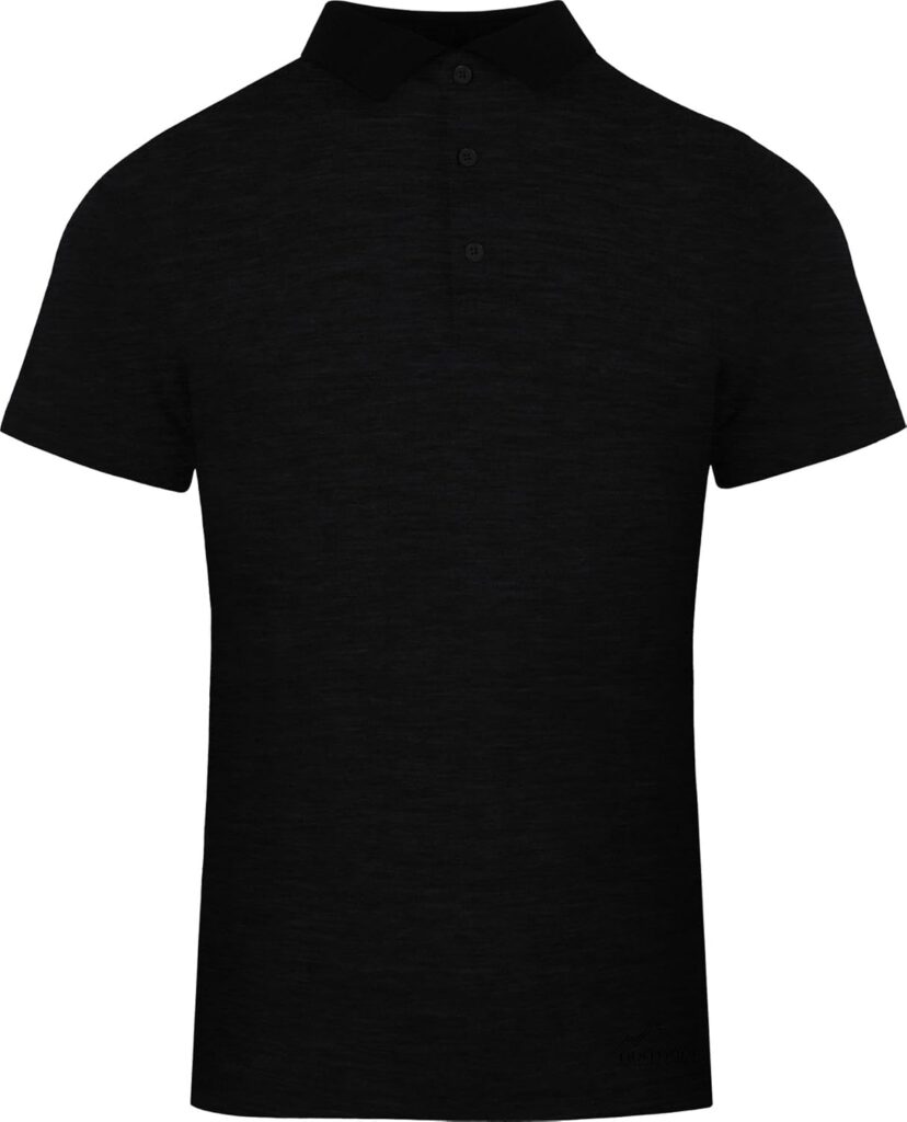 Mens Merino Polo Shirt Short Sleeve Summer T-Shirt with Collar Outdoor Polo Shirt Made of 100% Merino Wool