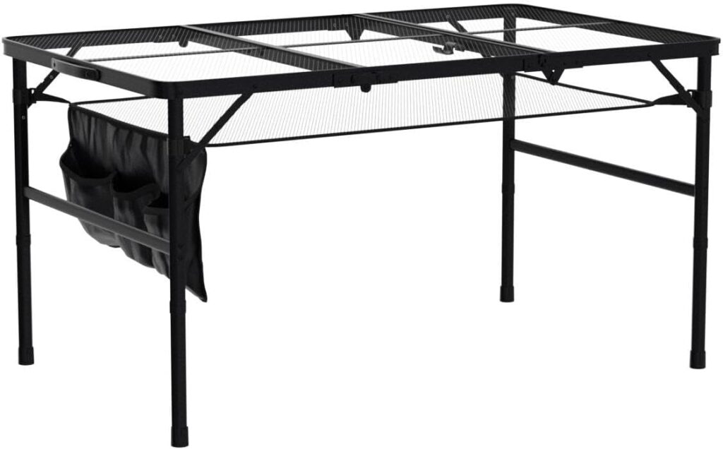 Nice C Table for Barbecue, Outdoor Picnic, Folding Camping Table, Map Table, Height Adjustable, Portable Mesh Bag, Lightweight, Indoor (120.1 x 60.2 x 37.3 cm/61.5 cm, Black)