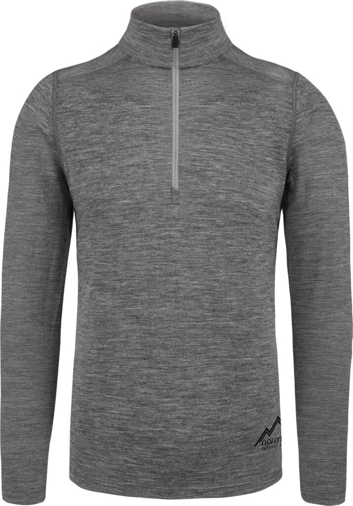 normani Herren Premium Merino Outdoor Langarm-Shirt Longsleeve mit Reißverschluss, 100% Merinowolle Pullover mit 1/4 Zip