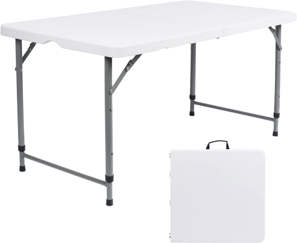 Northern Stone Rectangular Folding Table with Adjustable Height Light Commercial Camping Catering BBQ Picnic Party Outdoor Table with Carry Handle