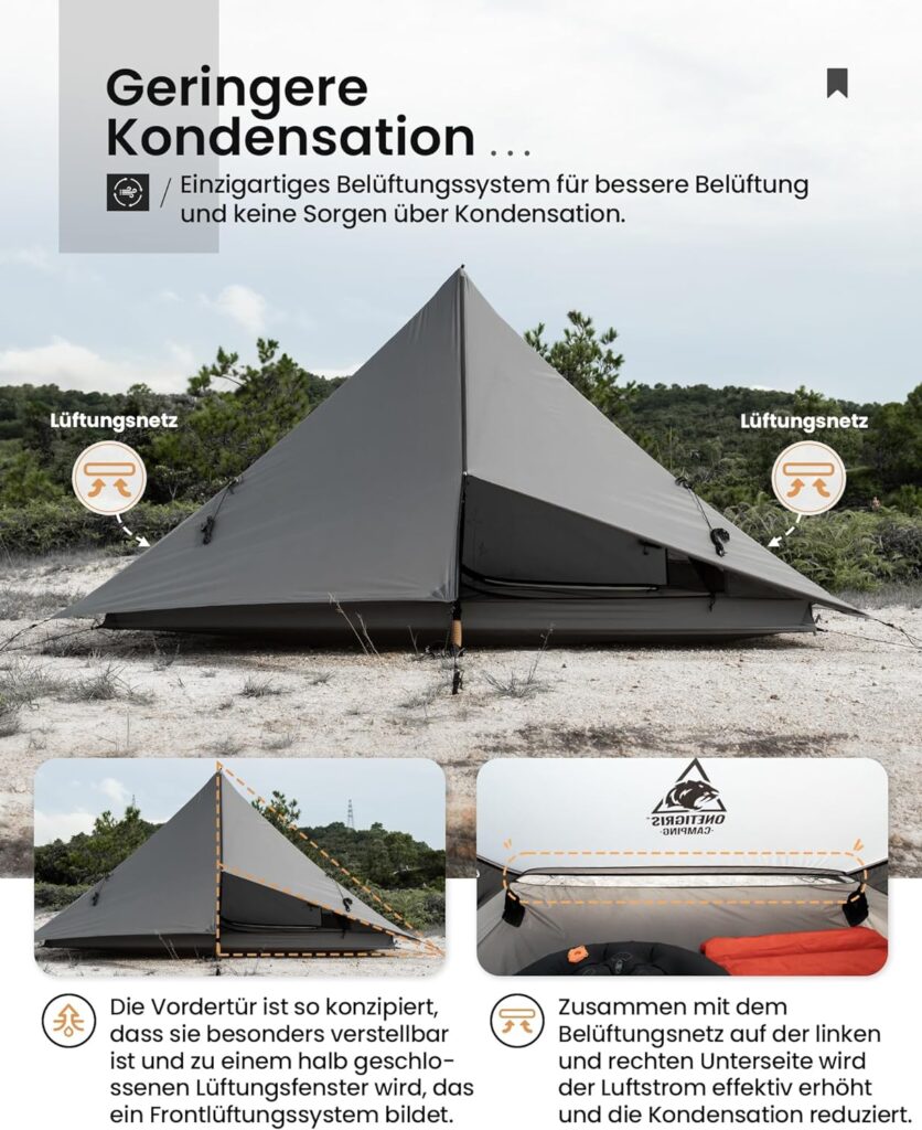 OneTigris Hillridge Ultralight Tent 1 2 People Waterproof 3000 mm 3 Seasons Camping Tent Double Layer Mosquito Protection Small Pack Size for Camping Hiking Outdoor (1.2 kg)