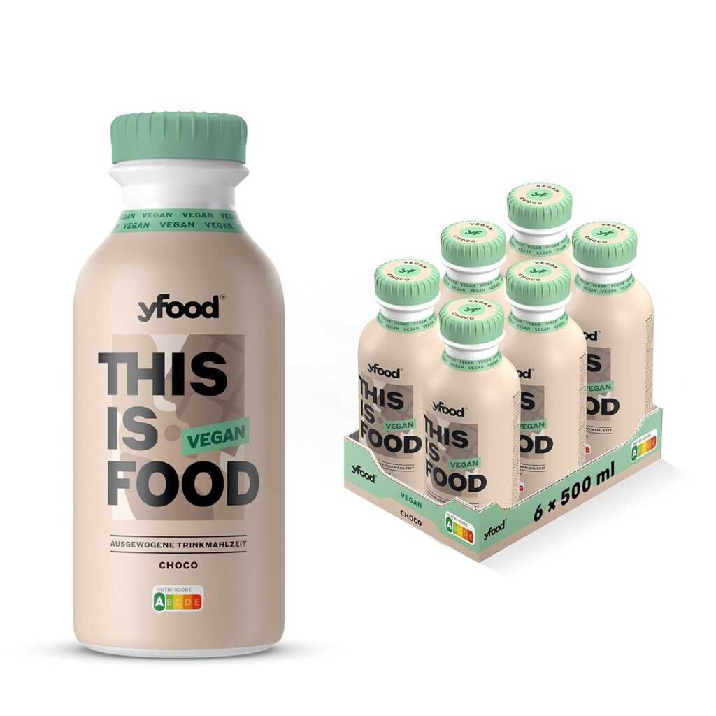 yfood Drink Vegan Choco, Delicious, Vegan Drinking Meal for Travel, This Is Food Drink, 26 g Protein, 26 Vitamins and Minerals, 6 x 500 ml, Chocolate Flavour, Incl. €1.50 Bottle Deposit (Germany)