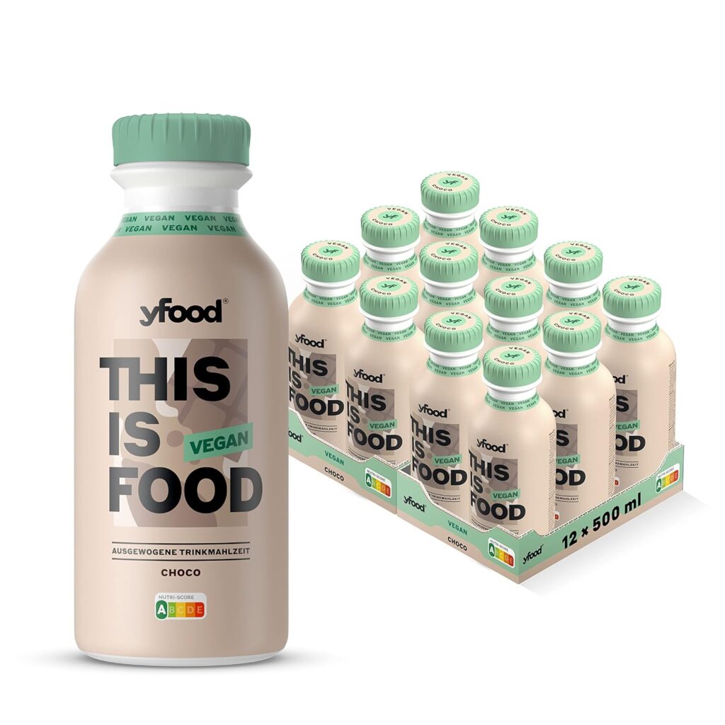 yfood Drink Vegan Choco, Delicious, Vegan Drinking Meal for Travel, This Is Food Drink, 26 g Protein, 26 Vitamins and Minerals, 6 x 500 ml, Chocolate Flavour, Incl. €1.50 Bottle Deposit (Germany)