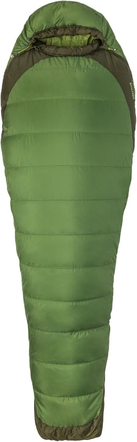 Marmot Trestles Elite Eco 30 Long Mummy Sleeping Bag, Lightweight Summer Sleeping Bag, Ideal for Camping and Trekking, Vine Green/Forest Night, LZ