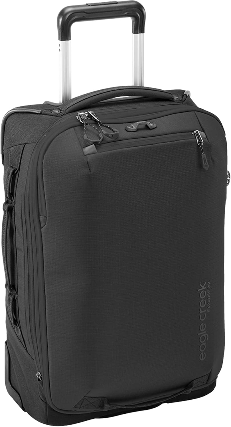 Eagle Creek Expanse Intl Carry On - Lightweight Rolling Suitcase with 35-41 L Volume | Hand Luggage | 2 Wheels | Water-Repellent, Black (010)