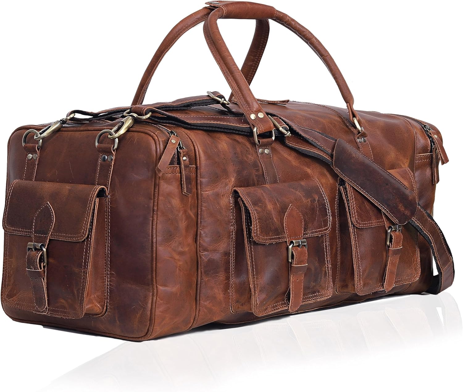 Large Duffel Bags for Men Holdall Leather Travel Bag Overnight Gym Sports Weekend Bag, light brown, leather travel bag