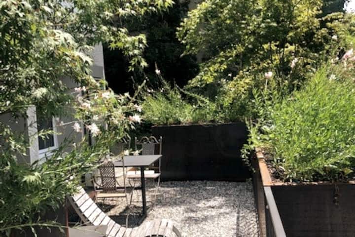 Terrasse Bereich der Studiowohnung